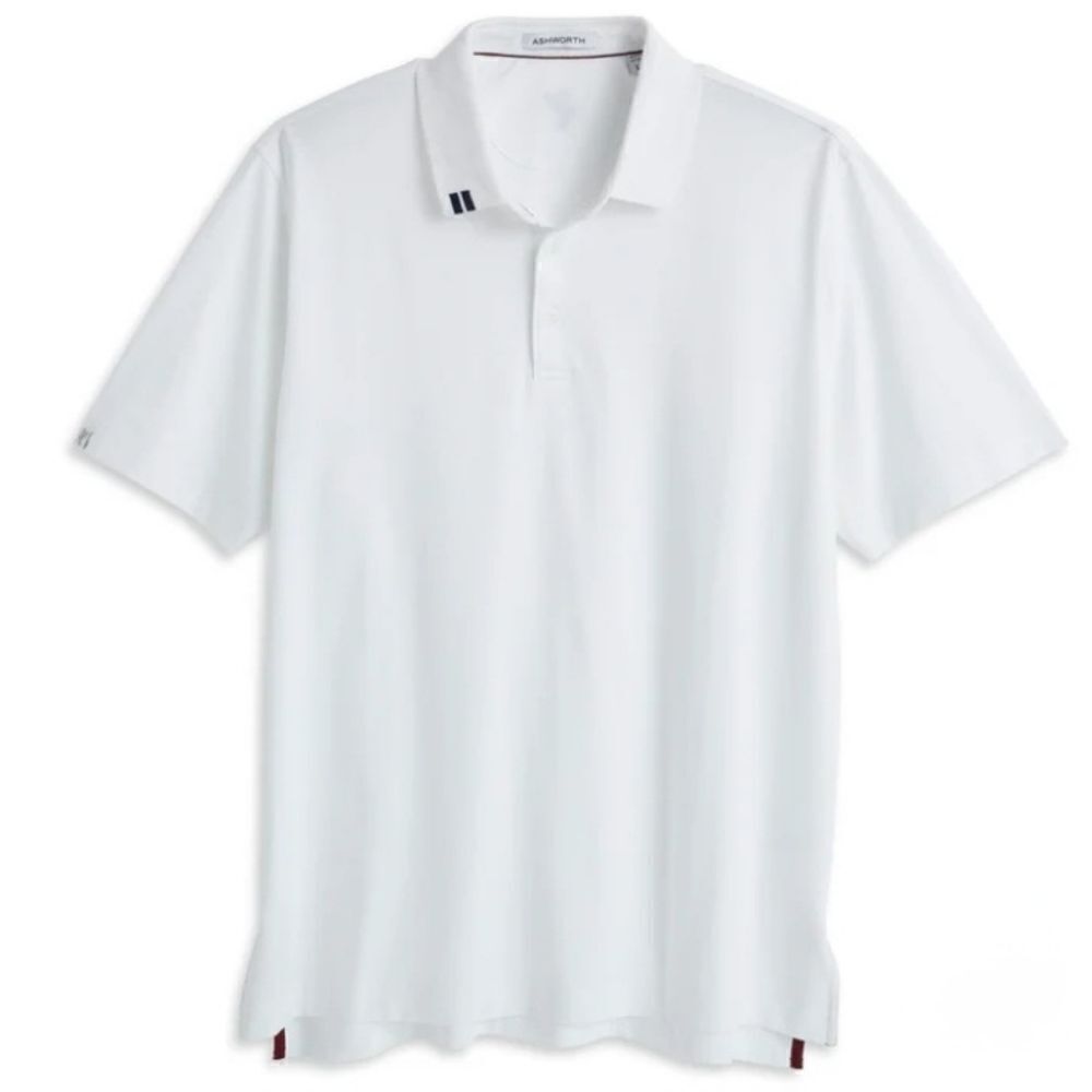 Ashworth Men's White Bar Pique Golf Polo